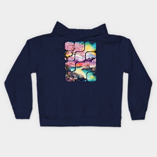 Spring landscape with cherry blossoms Kids Hoodie